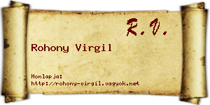 Rohony Virgil névjegykártya